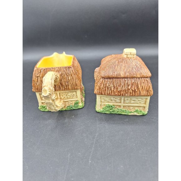 VINTAGE RON GORDON DESIGNS CERAMIC SUGAR BOWL & CREAMER, COTTAGE/ HOUSE-DESIGN - Picture 4 of 10